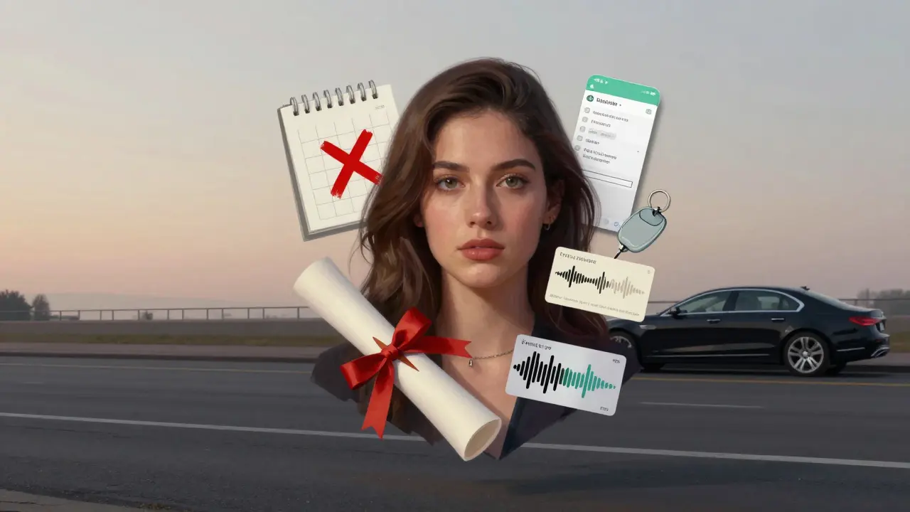 A fragmented portrait made of diplomas, calendars, and encrypted messages, symbolizing the hidden life of a Milan escort.