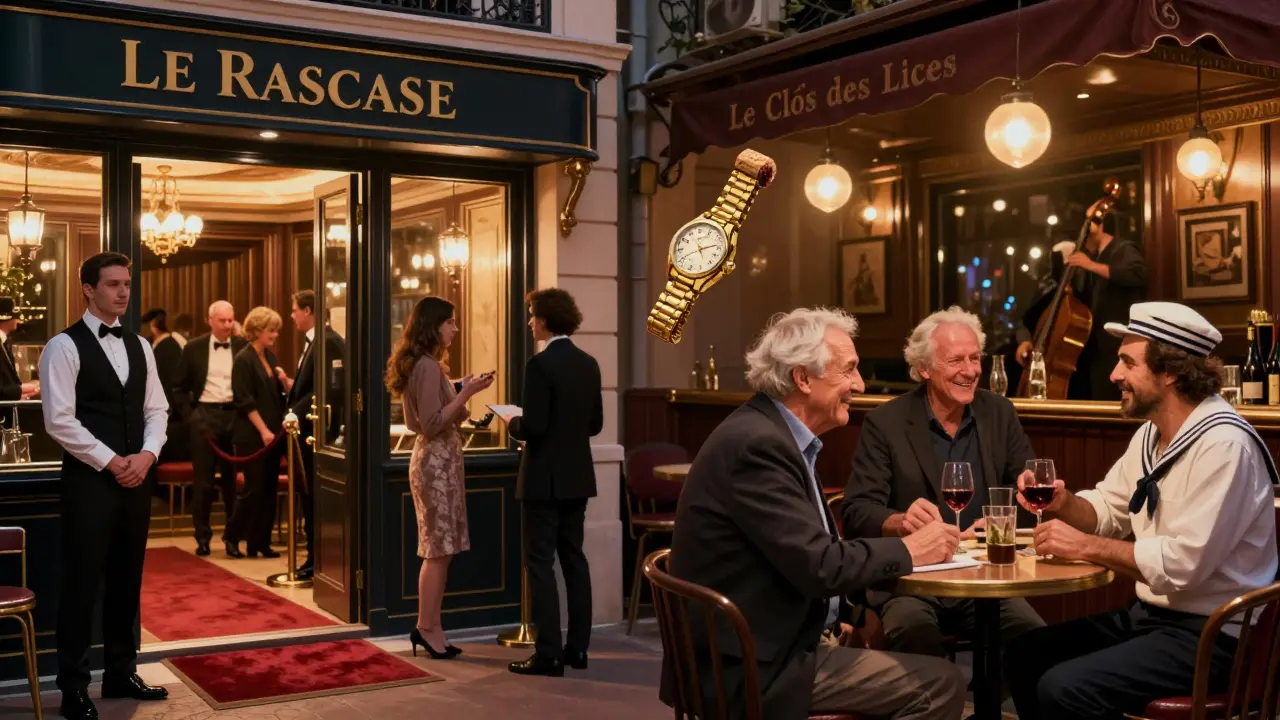 Contrasting scenes of exclusive VIP entry and a cozy local jazz bar, symbolizing Monaco's dual nightlife.