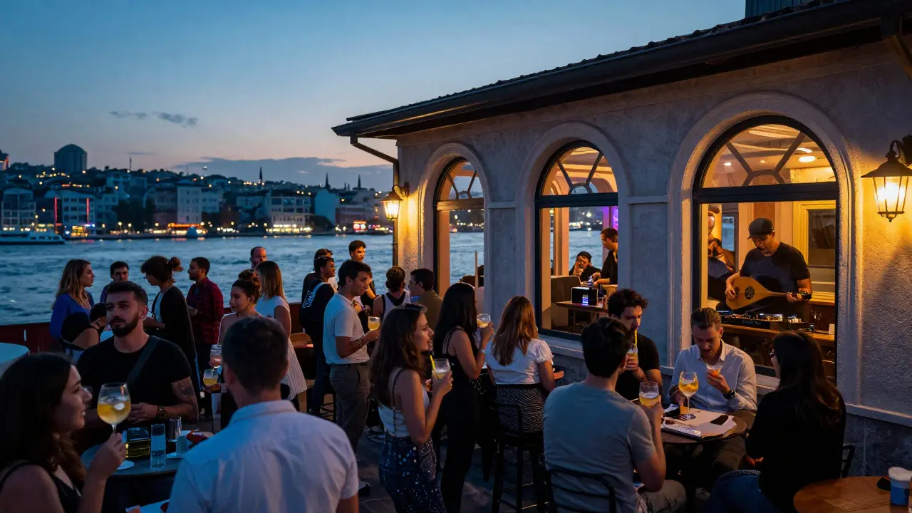 A rooftop bar in Beyoğlu offers cocktails with views of the Golden Horn as modern beats blend with traditional sounds.