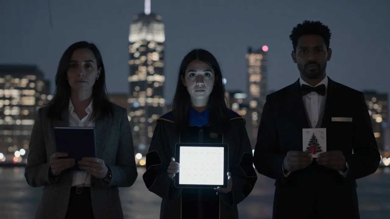 Three diverse independent escorts silhouetted against a city skyline, each holding an object representing their work and personal journey.