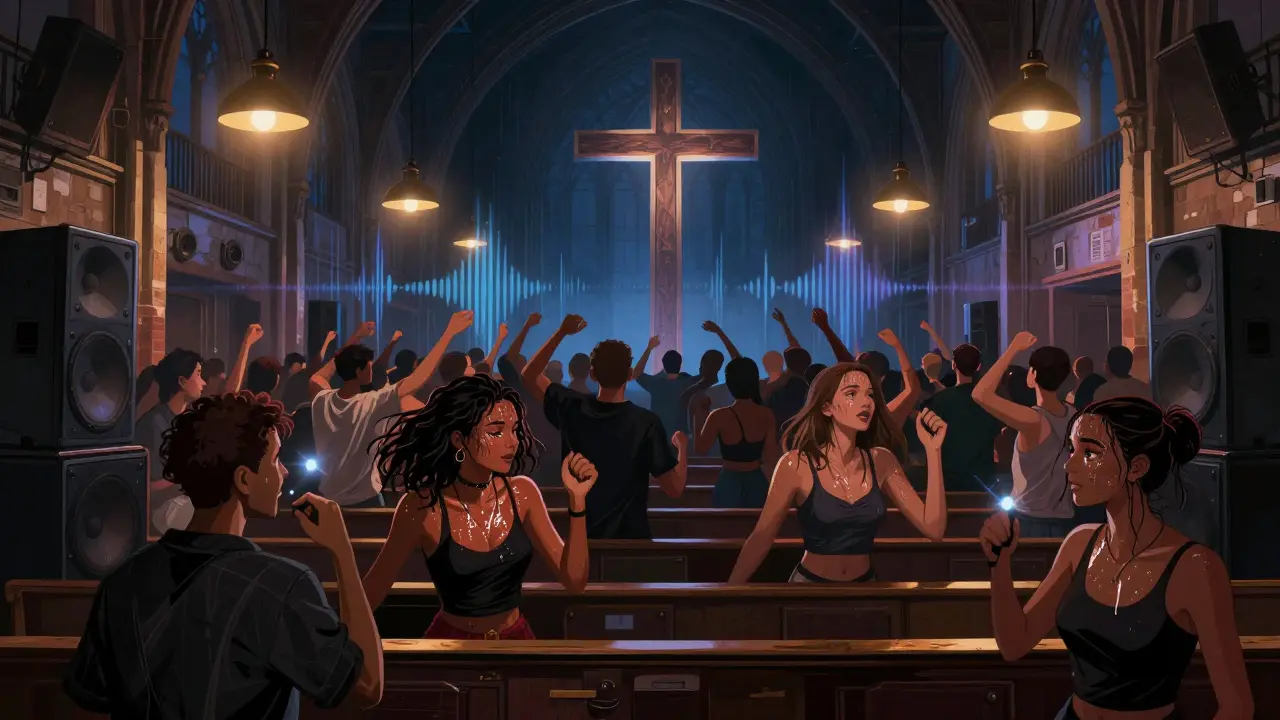 Inside The Cross club in Dalston, a crowded dance floor pulsing with bass, industrial lights above, no VIP areas, pure energy in the air.